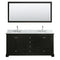 Wyndham Deborah 72" Double Bathroom Vanity In Dark Espresso White Carrara Marble Countertop Undermount Oval Sink and 70" Mirror WCS202072DDECMUNOM70