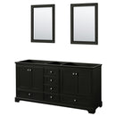 Wyndham Deborah 72" Double Bathroom Vanity In Dark Espresso No Countertop No Sink And 24" Mirror WCS202072DDECXSXXM24