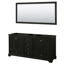 Wyndham Deborah 72" Double Bathroom Vanity In Dark Espresso No Countertop No Sink And 70" Mirror WCS202072DDECXSXXM70