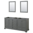 Wyndham Deborah 72" Double Bathroom Vanity In Dark Gray With No Countertop No Sinks And 24" Mirrors WCS202072DKGCXSXXM24