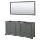 Wyndham Deborah 72" Double Bathroom Vanity In Dark Gray No Countertop No Sink And 70" Mirror WCS202072DKGCXSXXM70