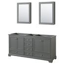 Wyndham Deborah 72" Double Bathroom Vanity In Dark Gray With No Countertop No Sinks And Medicine Cabinets WCS202072DKGCXSXXMED