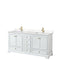 Wyndham Deborah 72" Double Bathroom Vanity In White With Light-Vein Carrara Cultured Marble Countertop Undermount Square Sinks Brushed Gold Trims And No Mirrors WCS202072DWGC2UNSMXX