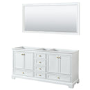 Wyndham Deborah 72" Double Bathroom Vanity In White With No Countertop No Sinks Brushed Gold Trims And 70" Mirror WCS202072DWGCXSXXM70