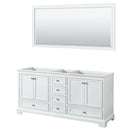 Wyndham Deborah 72" Double Bathroom Vanity In White No Countertop No Sink And 70" Mirror WCS202072DWHCXSXXM70