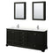 Wyndham Deborah 80" Double Bathroom Vanity In Dark Espresso With Light-Vein Carrara Cultured Marble Countertop Undermount Square Sinks And Medicine Cabinets WCS202080DDEC2UNSMED