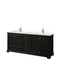 Wyndham Deborah 80" Double Bathroom Vanity In Dark Espresso With Light-Vein Carrara Cultured Marble Countertop Undermount Square Sinks And No Mirrors WCS202080DDEC2UNSMXX