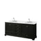 Wyndham Deborah 80" Double Bathroom Vanity In Dark Espresso White Carrara Marble Countertop Undermount Oval Sink And No Mirror WCS202080DDECMUNOMXX