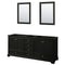 Wyndham Deborah 80" Double Bathroom Vanity In Dark Espresso No Countertop No Sink And 24" Mirror WCS202080DDECXSXXM24