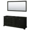 Wyndham Deborah 80" Double Bathroom Vanity In Dark Espresso No Countertop No Sink And 70" Mirror WCS202080DDECXSXXM70