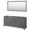 Wyndham Deborah 80" Double Bathroom Vanity In Dark Gray No Countertop No Sink And 70" Mirror WCS202080DKGCXSXXM70