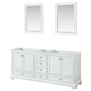 Wyndham Deborah 80" Double Bathroom Vanity In White With No Countertop No Sinks Brushed Gold Trims And 24" Mirrors WCS202080DWGCXSXXM24