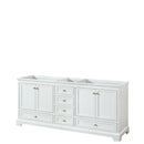 Wyndham Deborah 80" Double Bathroom Vanity In White With No Countertop No Sinks Brushed Gold Trims And No Mirrors WCS202080DWGCXSXXMXX