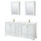 Wyndham Deborah 80" Double Bathroom Vanity In White With White Cultured Marble Countertop Undermount Square Sinks Brushed Gold Trims And Medicine Cabinets WCS202080DWGWCUNSMED