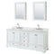 Wyndham Deborah 80" Double Bathroom Vanity In White With White Carrara Marble Countertop Undermount Square Sinks And Medicine Cabinets WCS202080DWHCMUNSMED