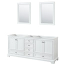 Wyndham Deborah 80" Double Bathroom Vanity In White With No Countertop No Sinks And 24" Mirrors WCS202080DWHCXSXXM24