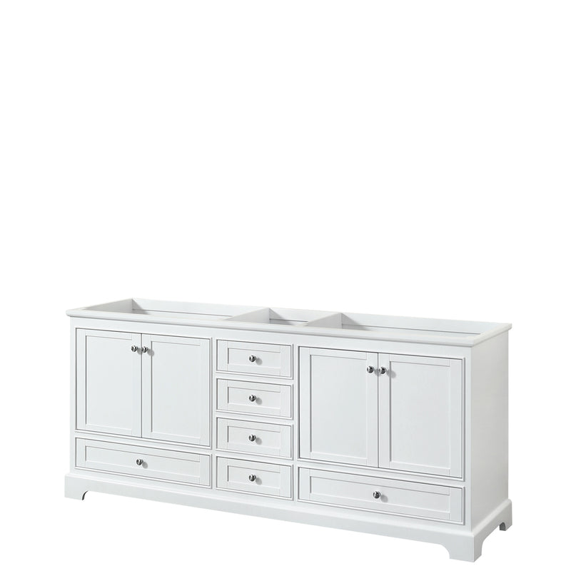 Wyndham Deborah 80" Double Bathroom Vanity In White With No Countertop No Sinks And No Mirrors WCS202080DWHCXSXXMXX