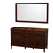 Wyndham Hatton 60" Double Bathroom Vanity In Dark Chestnut No Countertop No Sinks And 56" Mirror WCV161660DCDCXSXXM56