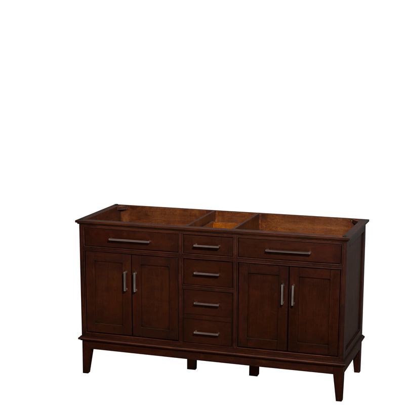 Wyndham Hatton 60" Double Bathroom Vanity In Dark Chestnut No Countertop No Sinks And No Mirror WCV161660DCDCXSXXMXX