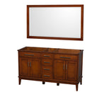 Wyndham Hatton 60" Double Bathroom Vanity In Light Chestnut No Countertop No Sinks And 56" Mirror WCV161660DCLCXSXXM56