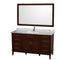 Wyndham Hatton 60" Single Bathroom Vanity In Dark Chestnut White Carrara Marble Countertop Undermount Square Sink And 56" Mirror WCV161660SCDCMUNSM56