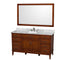 Wyndham Hatton 60" Single Bathroom Vanity In Light Chestnut White Carrara Marble Countertop Undermount Oval Sink And 56" Mirror WCV161660SCLCMUNRM56