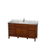 Wyndham Hatton 60" Single Bathroom Vanity In Light Chestnut White Carrara Marble Countertop Undermount Square Sink And No Mirror WCV161660SCLCMUNSMXX