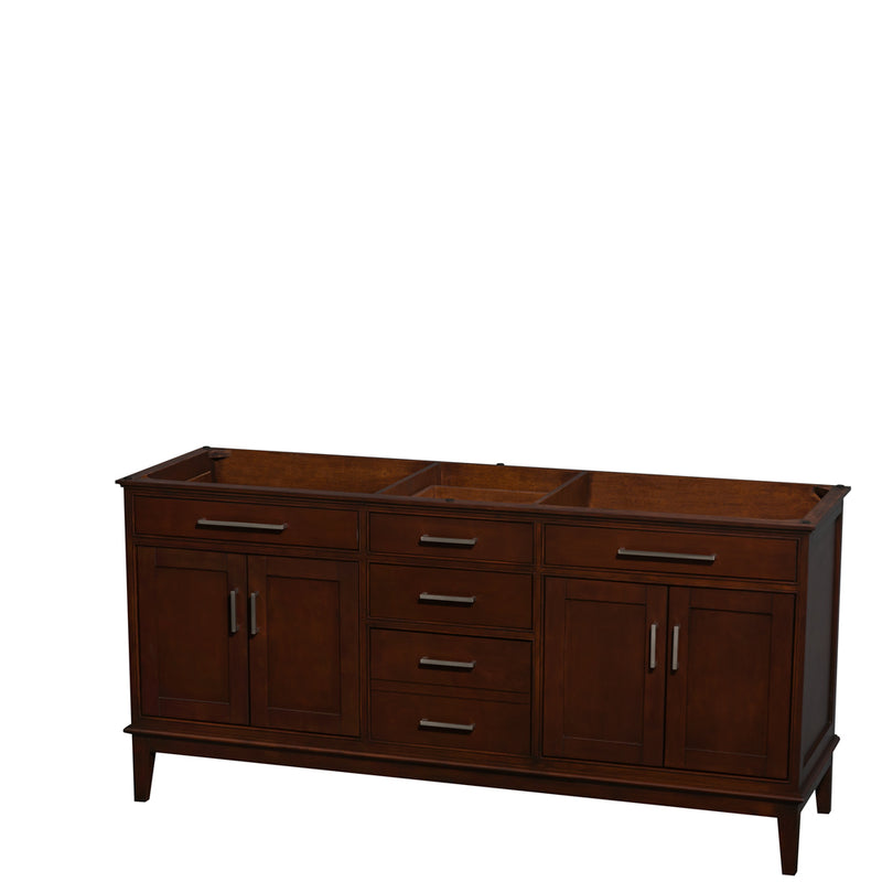 Wyndham Hatton 72" Double Bathroom Vanity In Dark Chestnut No Countertop No Sinks And No Mirror WCV161672DCDCXSXXMXX