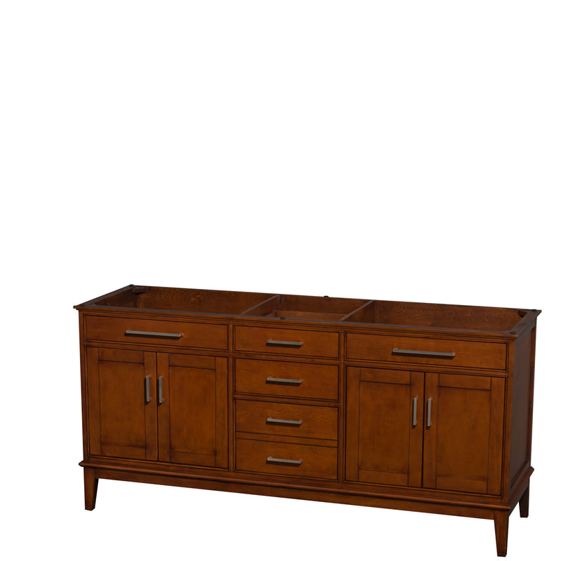 Wyndham Hatton 72" Double Bathroom Vanity In Light Chestnut No Countertop No Sinks And No Mirror WCV161672DCLCXSXXMXX