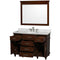 Wyndham Berkeley 48" Single Bathroom Vanity In Dark Chestnut with White Carrara Marble Top with White Undermount Oval Sink and 44" Mirror WCV171748SCDCMUNRM44