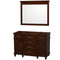 Wyndham Berkeley 48" Single Bathroom Vanity In Dark Chestnut With No Countertop And No Sink And 44" Mirror WCV171748SCDCXSXXM44