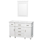 Wyndham Berkeley 48" Single Bathroom Vanity In White With No Countertop And No Sink And 24" Mirror WCV171748SWHCXSXXM24