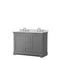 Wyndham Avery 48" Double Bathroom Vanity In Dark Gray White Carrara Marble Countertop Undermount Oval Sinks And No Mirror WCV232348DKGCMUNOMXX