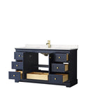 Wyndham Avery 60" Single Bathroom Vanity In Dark Blue Light-Vein Carrara Cultured Marble Countertop Undermount Square Sink and No Mirror WCV232360SBLC2UNSMXX