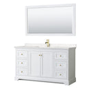Wyndham Avery 60" Single Bathroom Vanity In White Light-Vein Carrara Cultured Marble Countertop Undermount Square Sink Brushed Gold Trims And 58" Mirror WCV232360SWGC2UNSM58