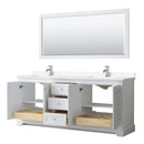 Wyndham Avery 80" Double Bathroom Vanity In White White Cultured Marble Countertop Undermount Square Sinks and No Mirror WCV232380DWHWCUNSMXX