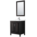 Wyndham Daria 30" Single Bathroom Vanity In Dark Espresso White Cultured Marble Countertop Undermount Square Sink And 24" Mirror WCV252530SDEWCUNSM24