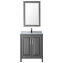 Wyndham Daria 30" Single Bathroom Vanity In Dark Gray White Carrara Marble Countertop Undermount Square Sink and 24" Mirror WCV252530SKGCMUNSM24