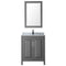 Wyndham Daria 30" Single Bathroom Vanity In Dark Gray White Carrara Marble Countertop Undermount Square Sink and 24" Mirror WCV252530SKGCMUNSM24