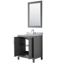 Wyndham Daria 30" Single Bathroom Vanity In Dark Gray White Carrara Marble Countertop Undermount Square Sink and 24" Mirror WCV252530SKGCMUNSM24