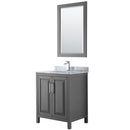 Wyndham Daria 30" Single Bathroom Vanity In Dark Gray White Carrara Marble Countertop Undermount Square Sink And 24" Mirror WCV252530SKGCMUNSM24