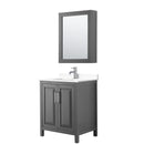 Wyndham Daria 30" Single Bathroom Vanity In Dark Gray White Cultured Marble Countertop Undermount Square Sink And Medicine Cabinet WCV252530SKGWCUNSMED