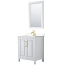 Wyndham Daria 30" Single Bathroom Vanity In White Light-Vein Carrara Cultured Marble Countertop Undermount Square Sink Brushed Gold Trims And 24" Mirror WCV252530SWGC2UNSM24