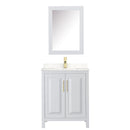 Wyndham Daria 30" Single Bathroom Vanity In White Light-Vein Carrara Cultured Marble Countertop Undermount Square Sink Brushed Gold Trims and Medicine Cabinet WCV252530SWGC2UNSMED