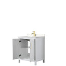 Wyndham Daria 30" Single Bathroom Vanity In White Light-Vein Carrara Cultured Marble Countertop Undermount Square Sink Brushed Gold Trims and No Mirror WCV252530SWGC2UNSMXX