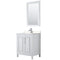 Wyndham Daria 30" Single Bathroom Vanity In White Light-Vein Carrara Cultured Marble Countertop Undermount Square Sink And 24" Mirror WCV252530SWHC2UNSM24