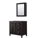 Wyndham Daria 36" Single Bathroom Vanity In Dark Espresso No Countertop No Sink And Medicine Cabinet WCV252536SDECXSXXMED