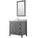 Wyndham Daria 36" Single Bathroom Vanity In Dark Gray White Carrara Marble Countertop Undermount Square Sink And 24" Mirror WCV252536SKGCMUNSM24