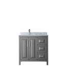 Wyndham Daria 36" Single Bathroom Vanity In Dark Gray White Carrara Marble Countertop Undermount Square Sink and No Mirror WCV252536SKGCMUNSMXX