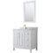 Wyndham Daria 36" Single Bathroom Vanity In White White Carrara Marble Countertop Undermount Square Sink Brushed Gold Trims And 24" Mirror WCV252536SWGCMUNSM24